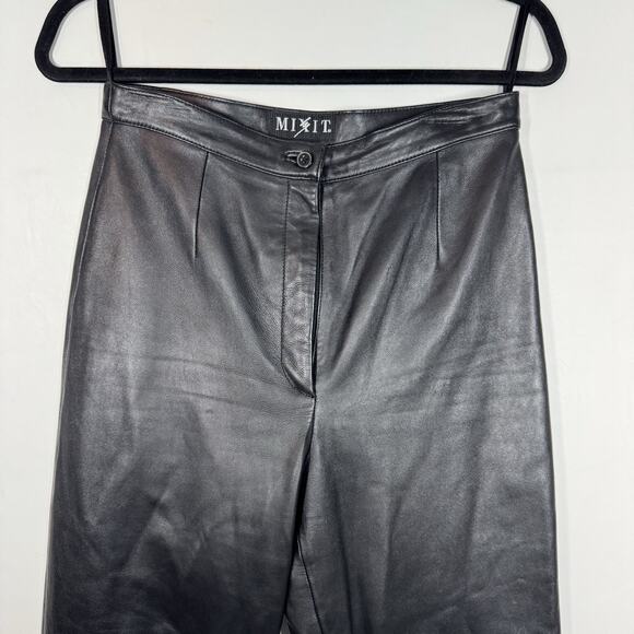 90s Mixit Leather Pants Womens Size 6 Waist 28" Straight Leg Soft Structured - Picture 11 of 13